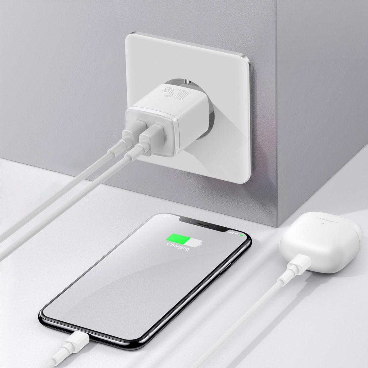 Зарядное устройство для Baseus Compact Charger 2USB 10.5W White (CCXJ010202) - фото 2 Зарядное устройство для Baseus Compact Charger 2USB 10.5W White (CCXJ010202) - фото 2