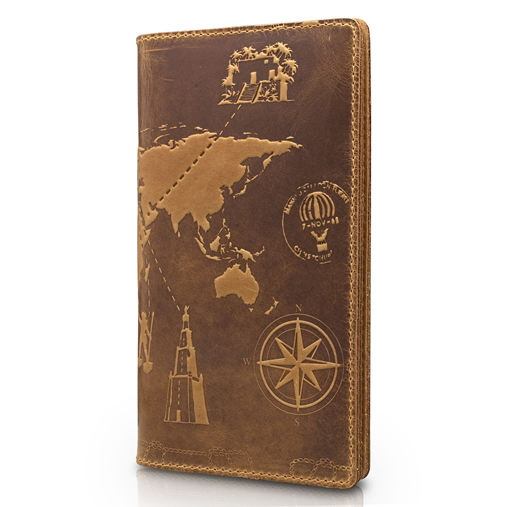 Портмоне 7 Wonders of The World из матовой натуральной кожи Рыжий (PB-01-S17-1340-T002)