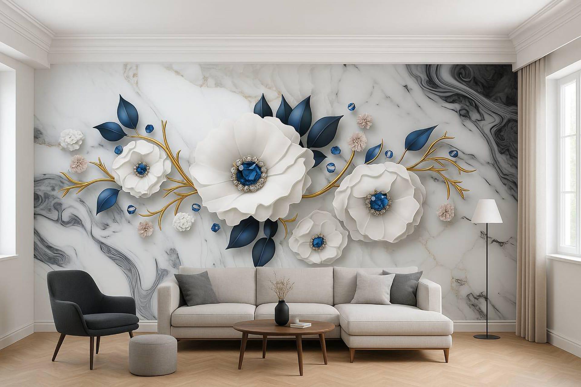 Фотообои флизелиновые Styleo Print-walls 3D С сапфировым блеском 0161 350х270 см (Pw-0161/3)