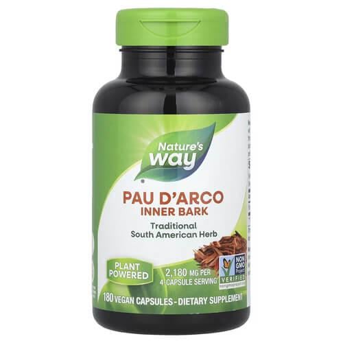 Кора муравьиного дерева Nature's Way Pau d'Arco 1,090 мг 180 Vegan Capsules (NWY-15408)