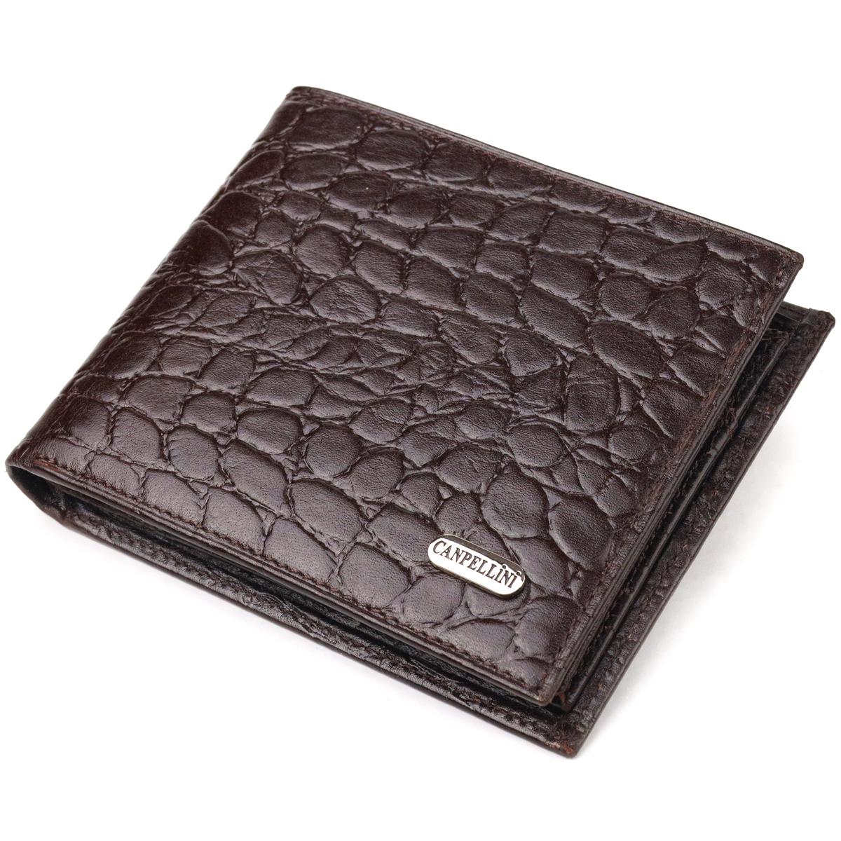 Кошелек CANPELLINI Purse 21583 кожа с тиснением под крокодила Коричневый