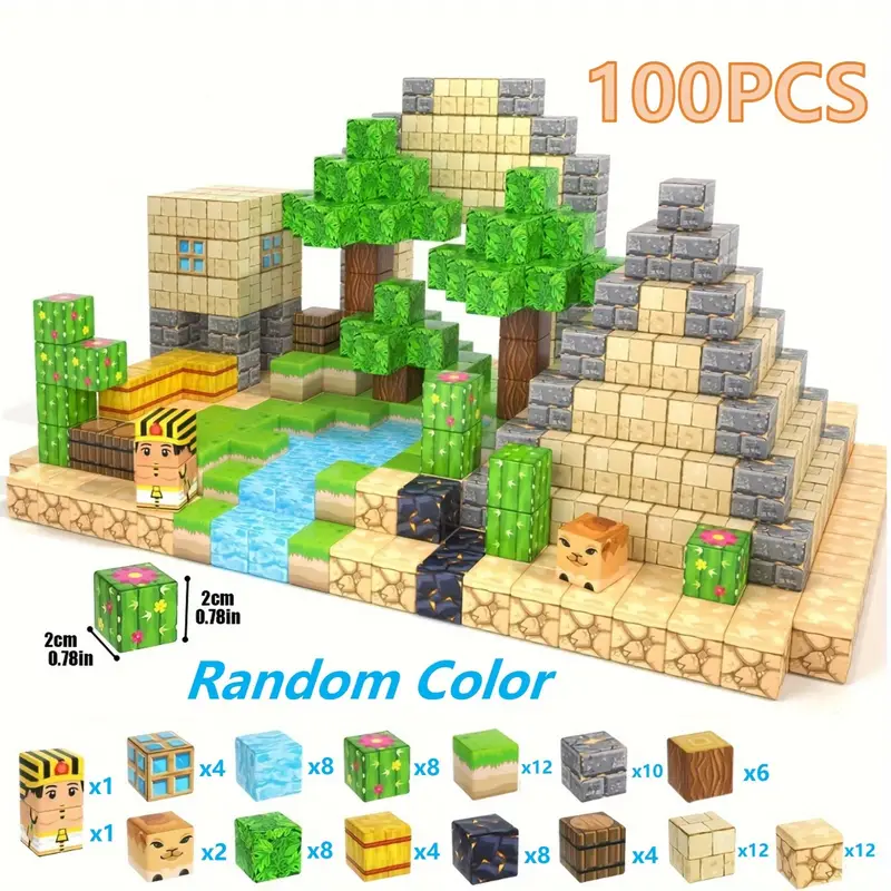 Конструктор магнитный Minecraft Пирамиды на магнитах 100 шт. (2740019569) - фото 4