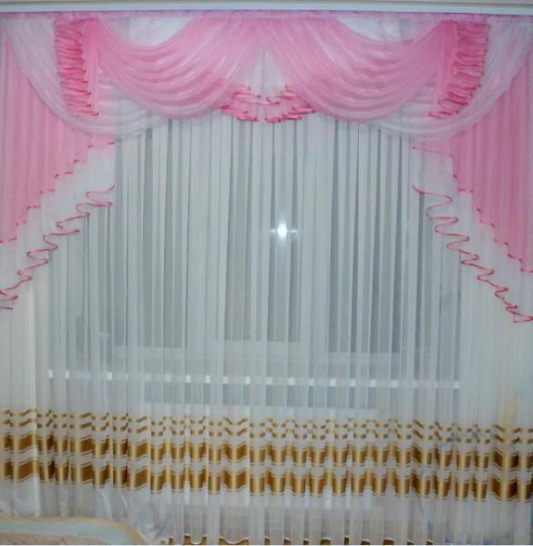 Ламбрекен из шифона 3 м Розовый (158)