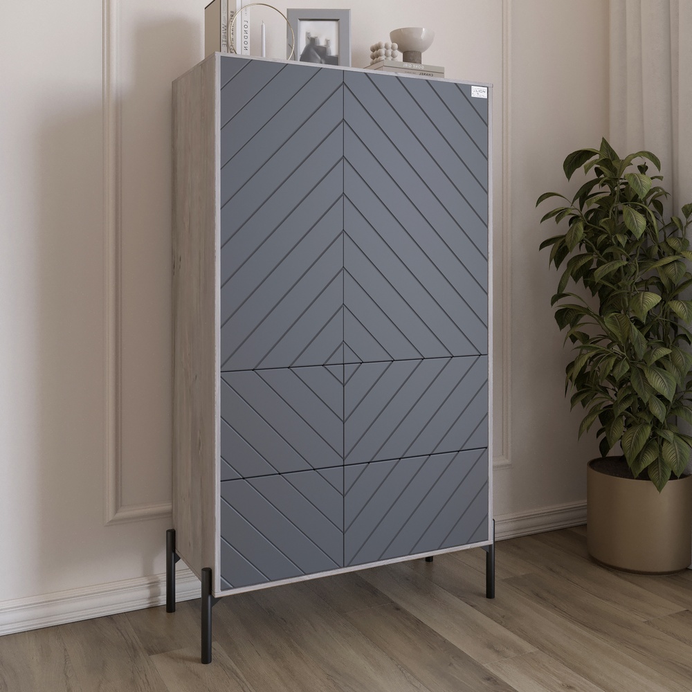 Комод-пенал Lion Амарант 84x40x150 см Шварцвальд/Графитовый (LION-042135)