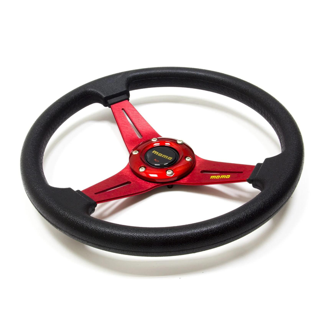 Кермо спортивне MOMO під 6 болтів пластик 35 см Чорний з червоним