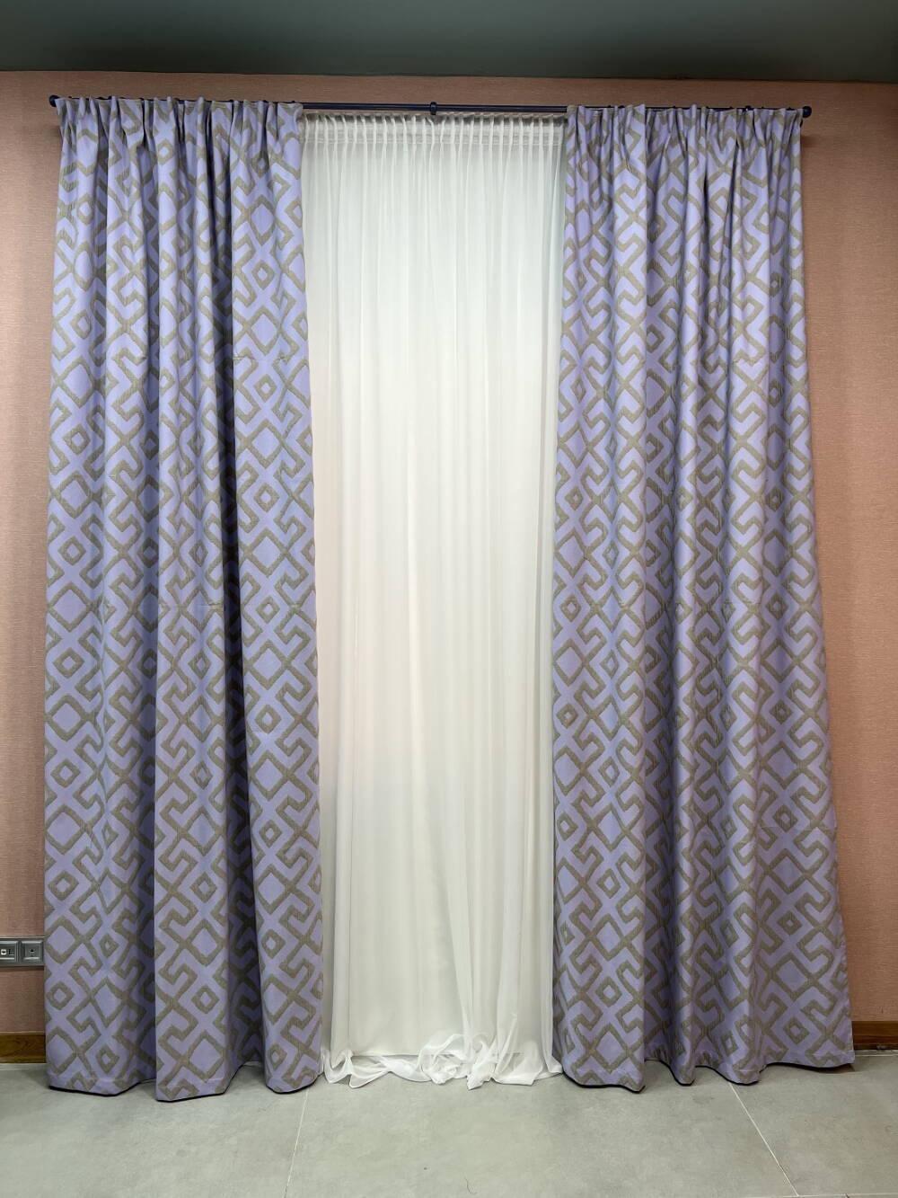 Штори коттонові 1,4 м 2 шт. Бузковий (000101582)