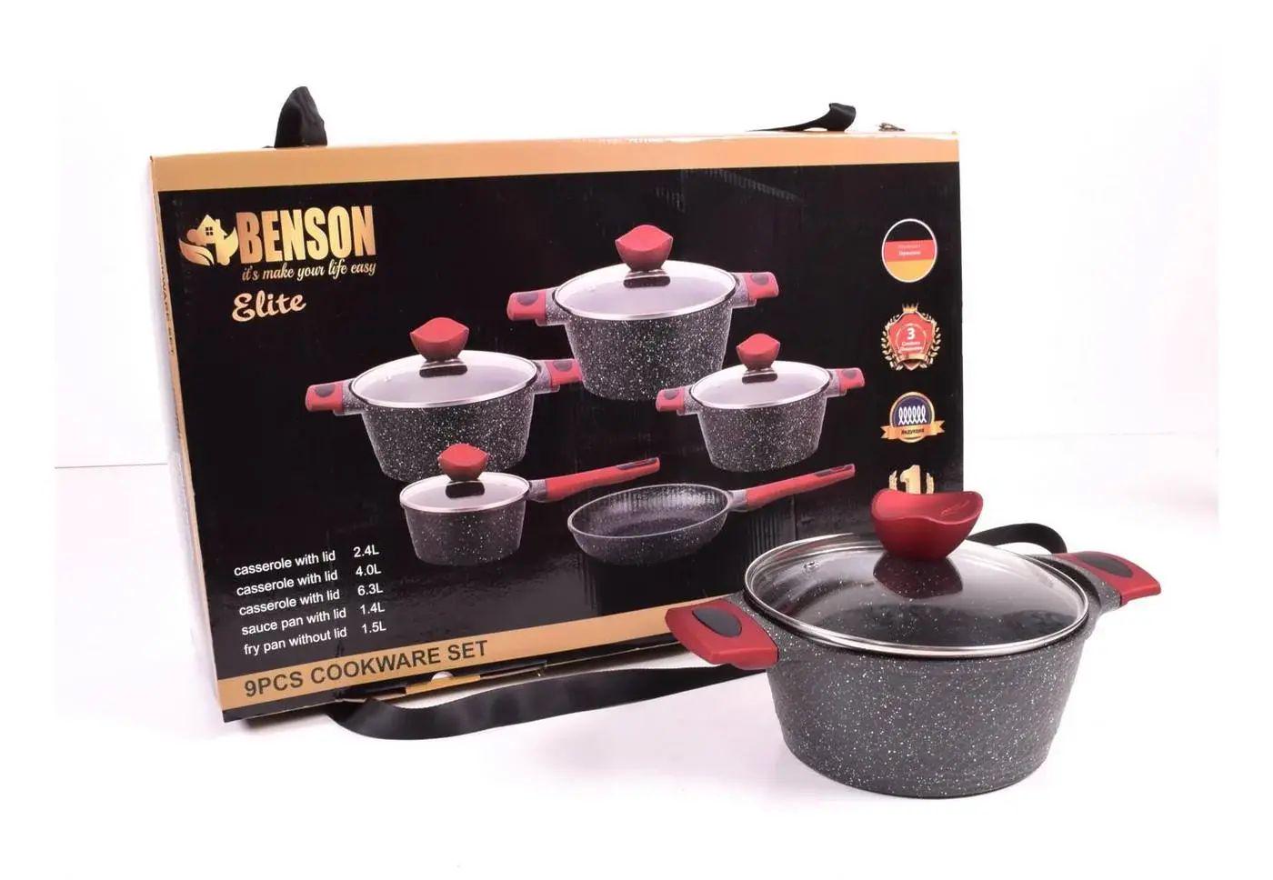 Набор посуды с крышкой Benson BN-338 9 предметов (opt-104126) - фото 2