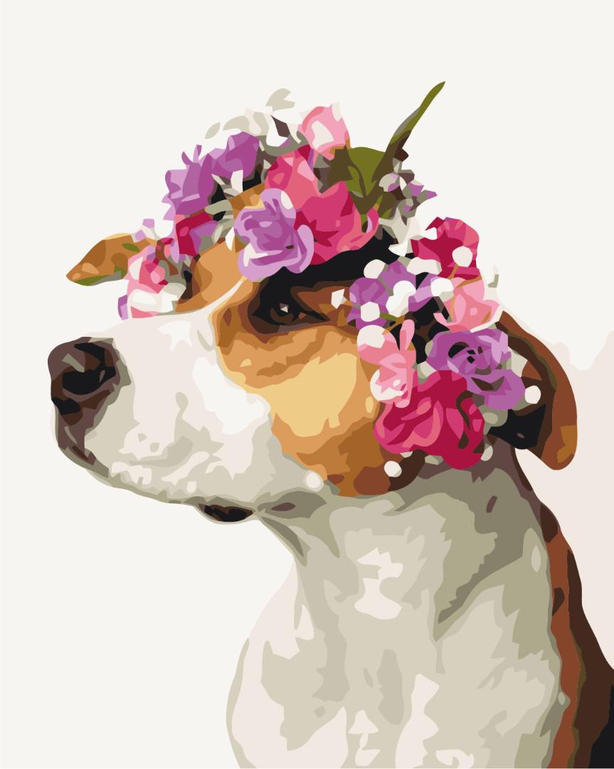 Картина по номерам Brushme Собачка в веночке 40x50 см (BS34809)