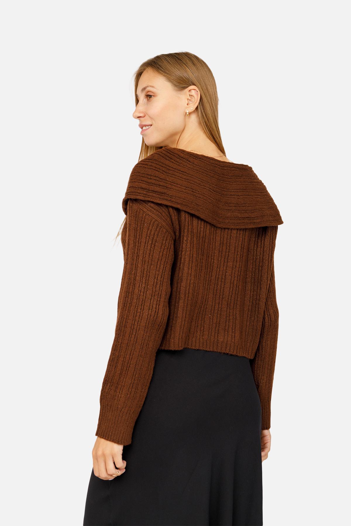 Джемпер жіночий р. 46 Коричневий (SKT001022481) - фото 4 Джемпер жіночий р. 46 Коричневий (SKT001022481) - фото 4