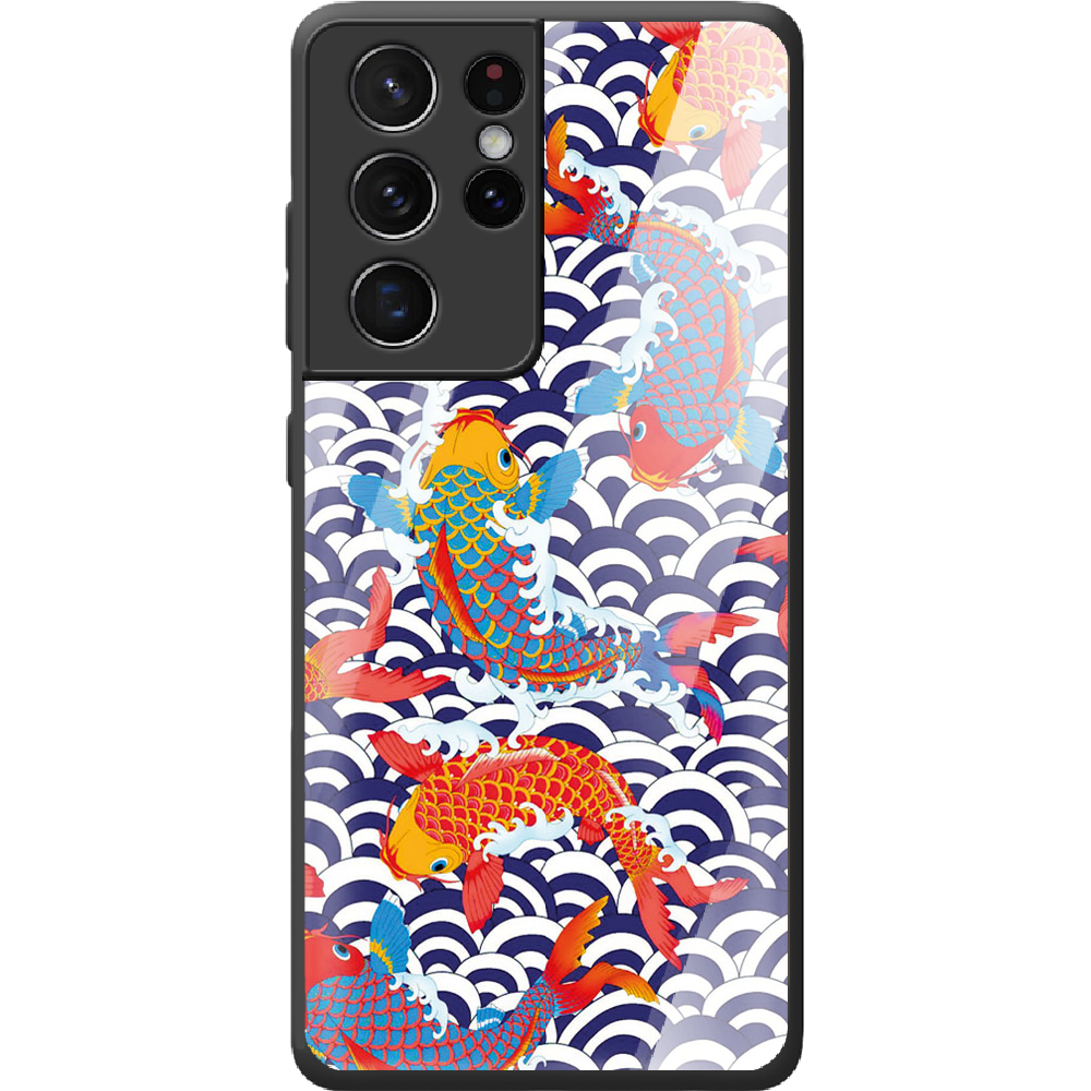 Чехол BoxFace Samsung G998 Galaxy S21 Ultra Koi Fish Черный силикон со стеклом (41719-up2477-42231)