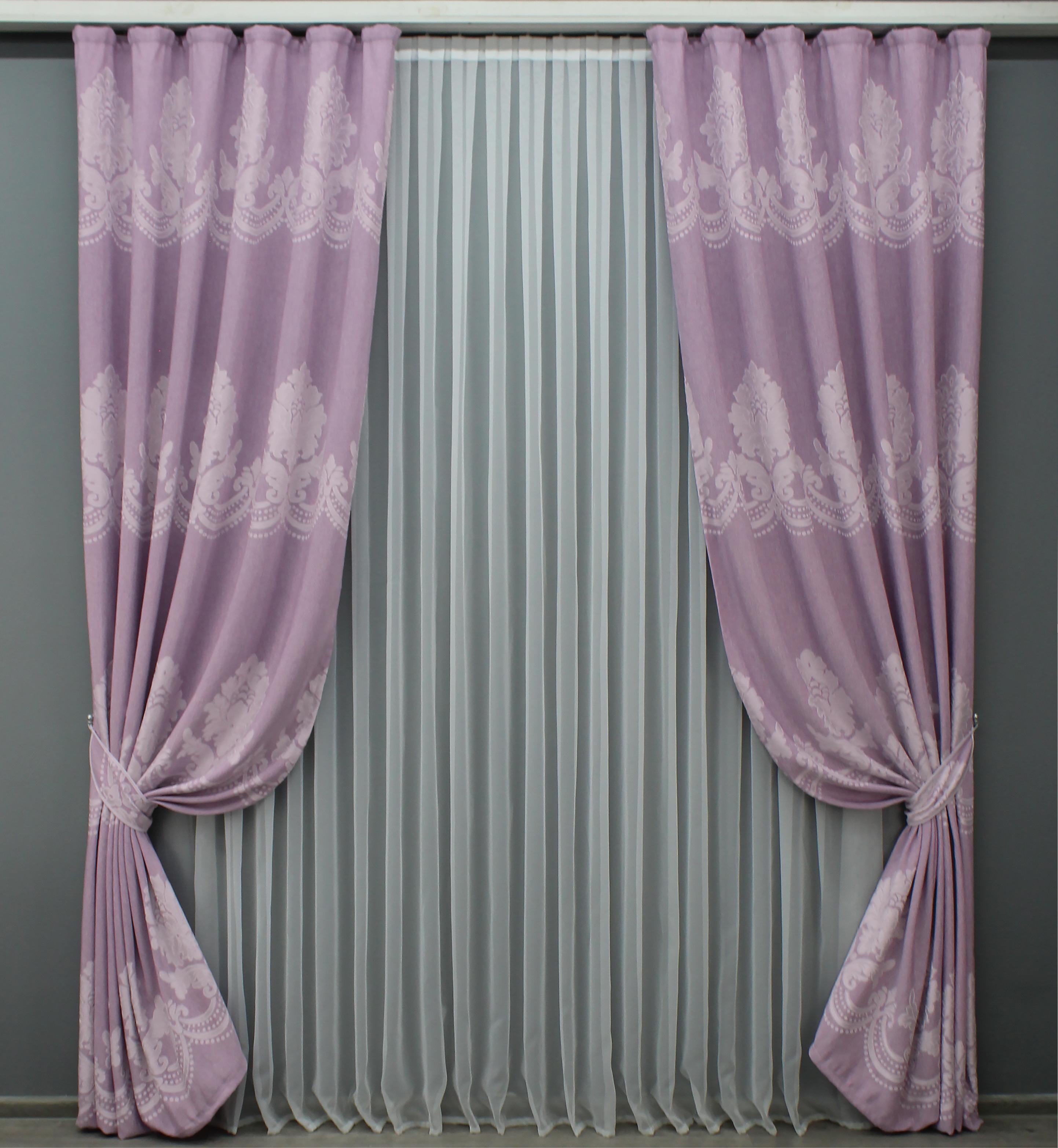 Комплект готовых штор VR-Textil Жаккард 1408ш 150х270 см 2 шт. Сиреневый (33-0273)