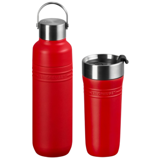 Набор из термокружки и бутылки для воды Le Creuset On The Go Cerise (41067190600001/41066280600001)
