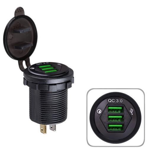 Автомобильное зарядное устройство 3 USB 5V2,1A 5V1A 12-24V врезное в планку (1044531)
