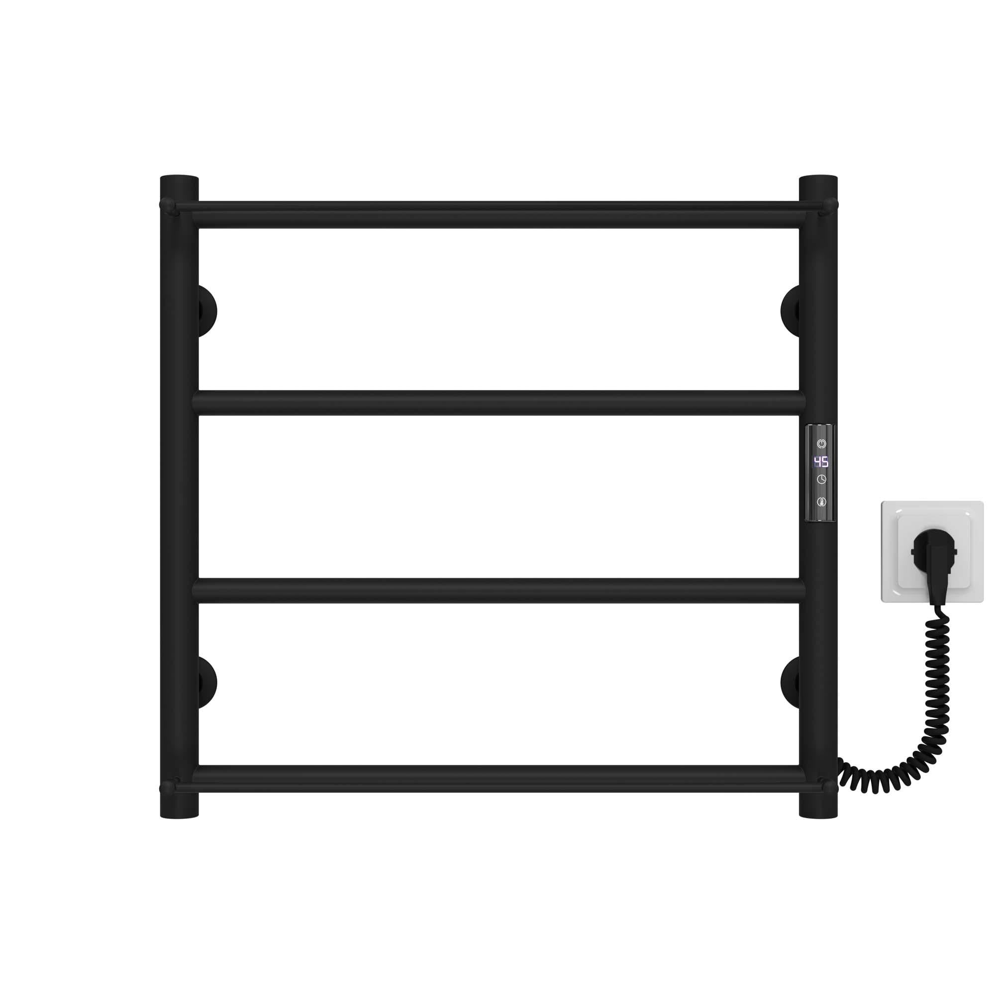 Полотенцесушитель электрический Deffi Ladder П4 JD03 правое подключение нержавеющая сталь 400х500 мм Черный (C.LK.50.40.4.EBR1)