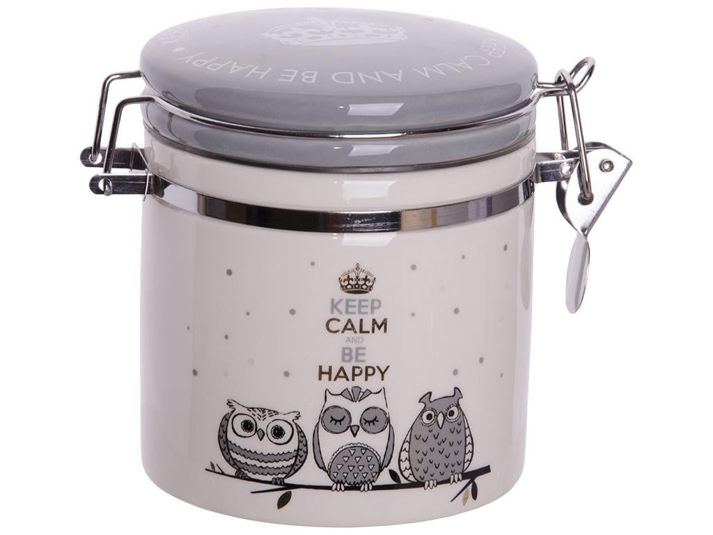 Емкость для сыпучих продуктов Совушки керамическая 10,5х10,5х11,8 см 500 мл (MSN-630-18)