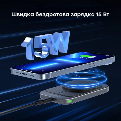 Автомобільний зарядний пристрій Choetech 15 W магнітне кріплення PD3.0/QC3.0/USB-C Black (T206-F) - фото 3