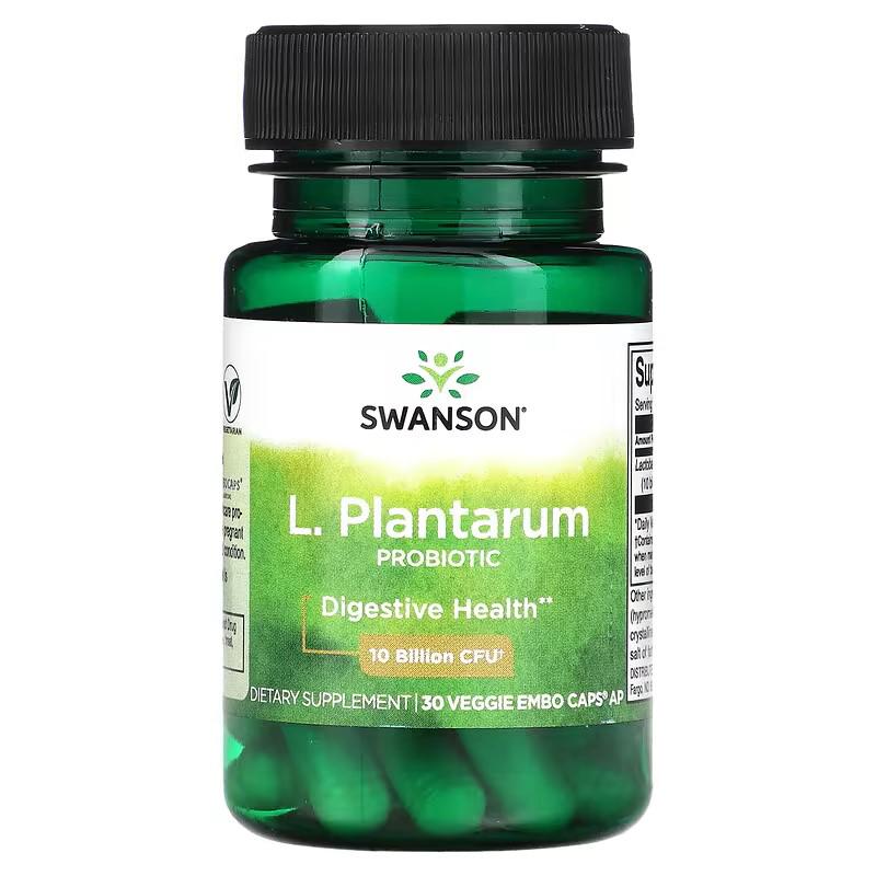 Лактобактерии Swanson L. Plantarum Probiotic 10 Billion CFU 30 растительных капсул