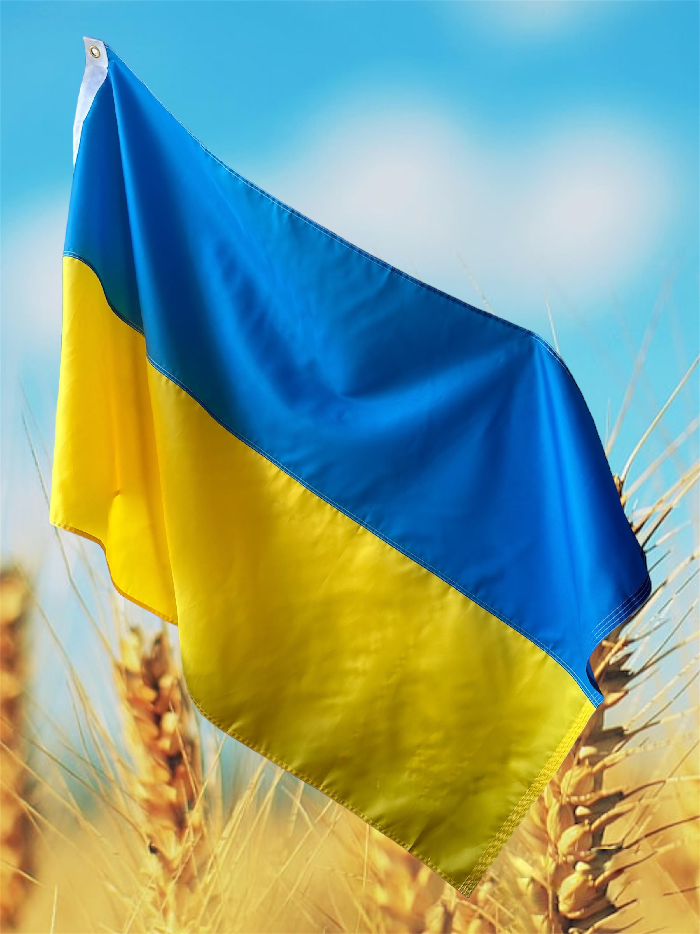 Флаг Украины Kayfovo UA-1 уличный габардин с кольцами для крепления на клипсы флагштока 140х90 см Сине-желтый (28644)