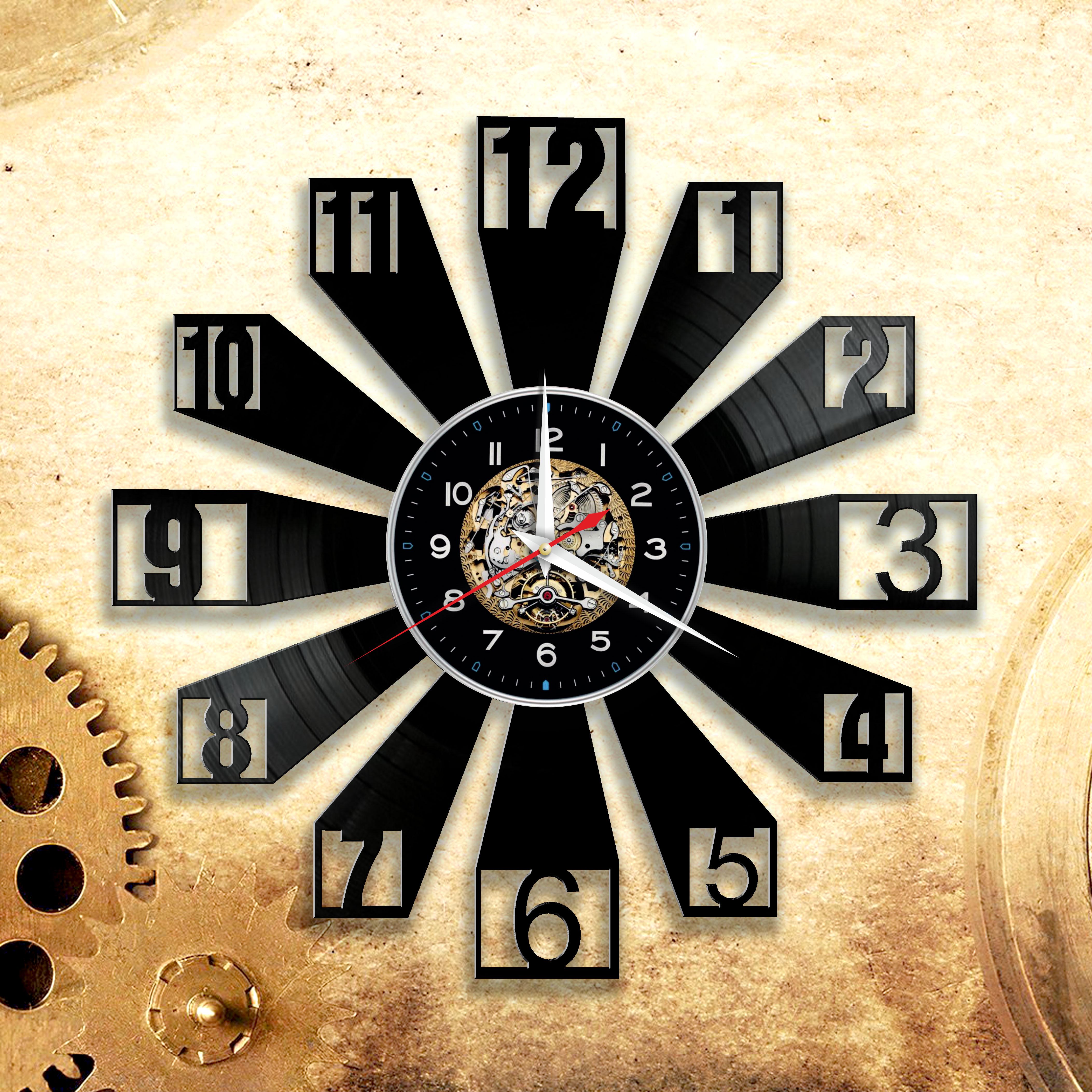 Часы настенные Лофт-винтаж 3376 из виниловой пластинки