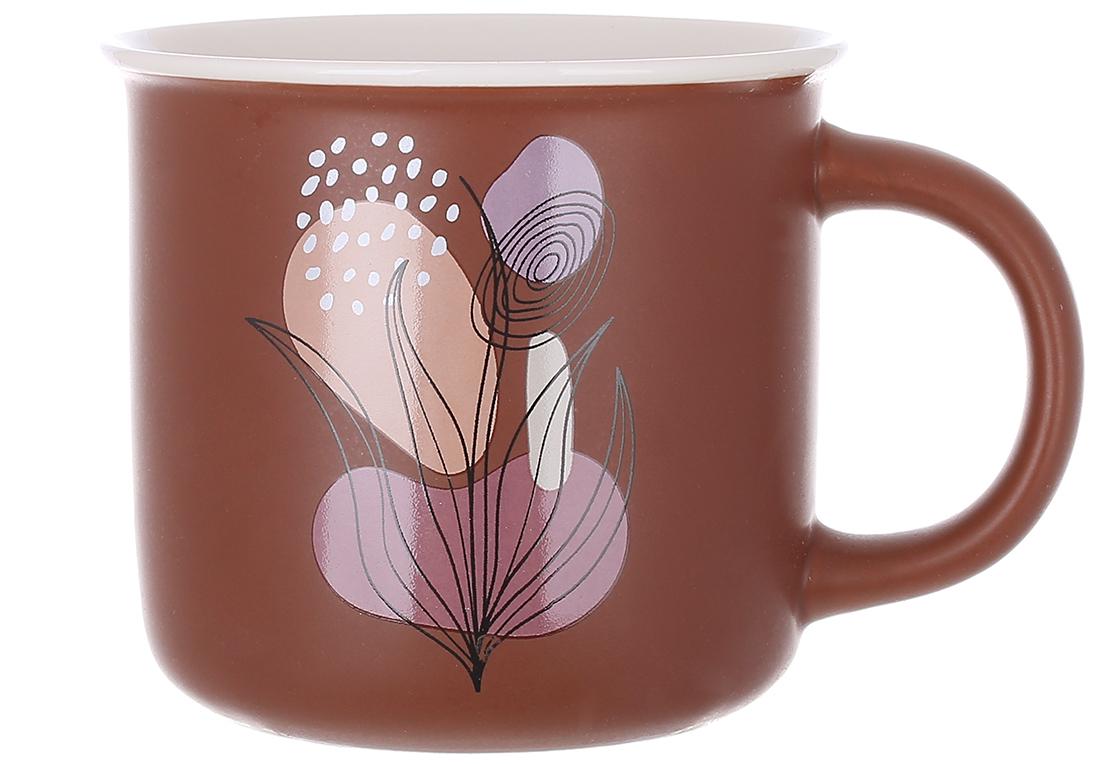 Набор кружек фарфоровых BonaDi Leaf 370 мл 4 шт. Коричневый (994-009)