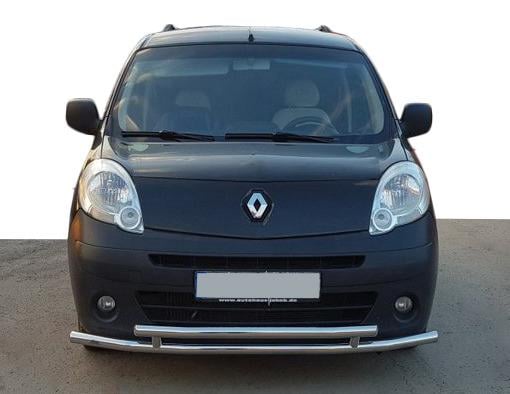 Передняя защита ST014 d60/60 CAN для Renault Kangoo 2008-2020 гг. нержавеющая сталь Хром