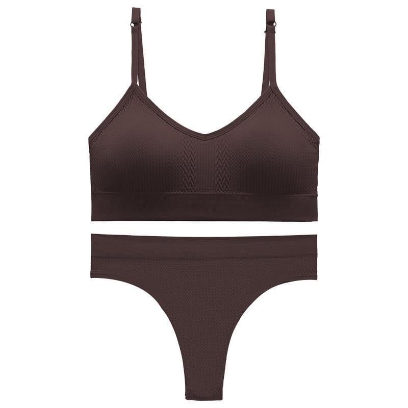 Комплект нижньої білизни жіночої Lesko 6608# Косичка труси та топ M Коричневий (27639512)