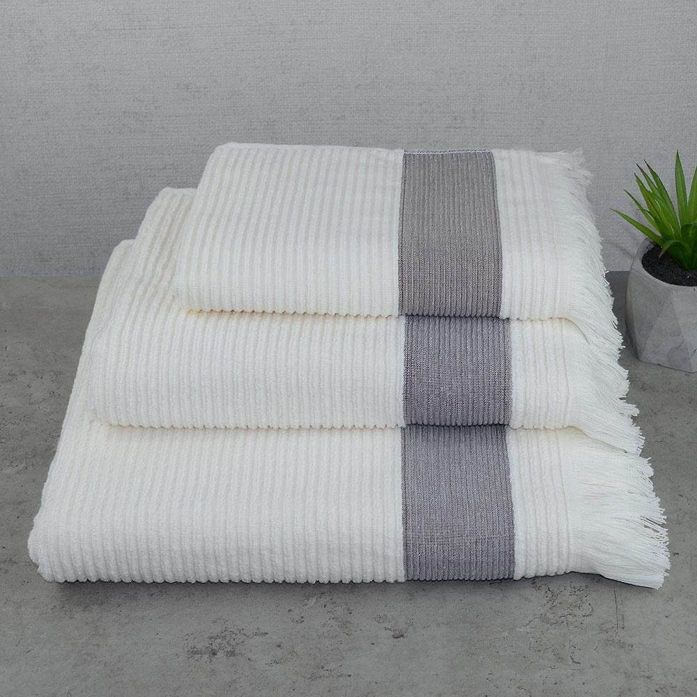Набор махровых полотенец с бахромой GM Textile 40x70/50x90/70x140 см 3 шт. Ванильный