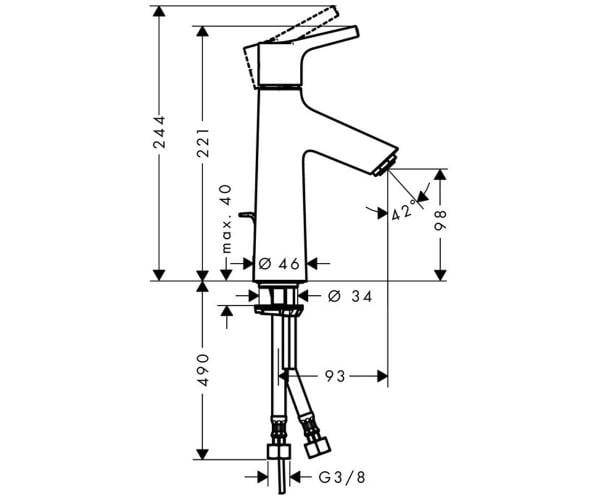 Змішувач для раковини Hansgrohe Talis S 100 72020000 одноважільний (24478) - фото 3