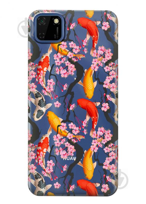 Прозрачный силиконовый чехол iSwag для Huawei Y5p с рисунком - Японские рыбы (KS2378)
