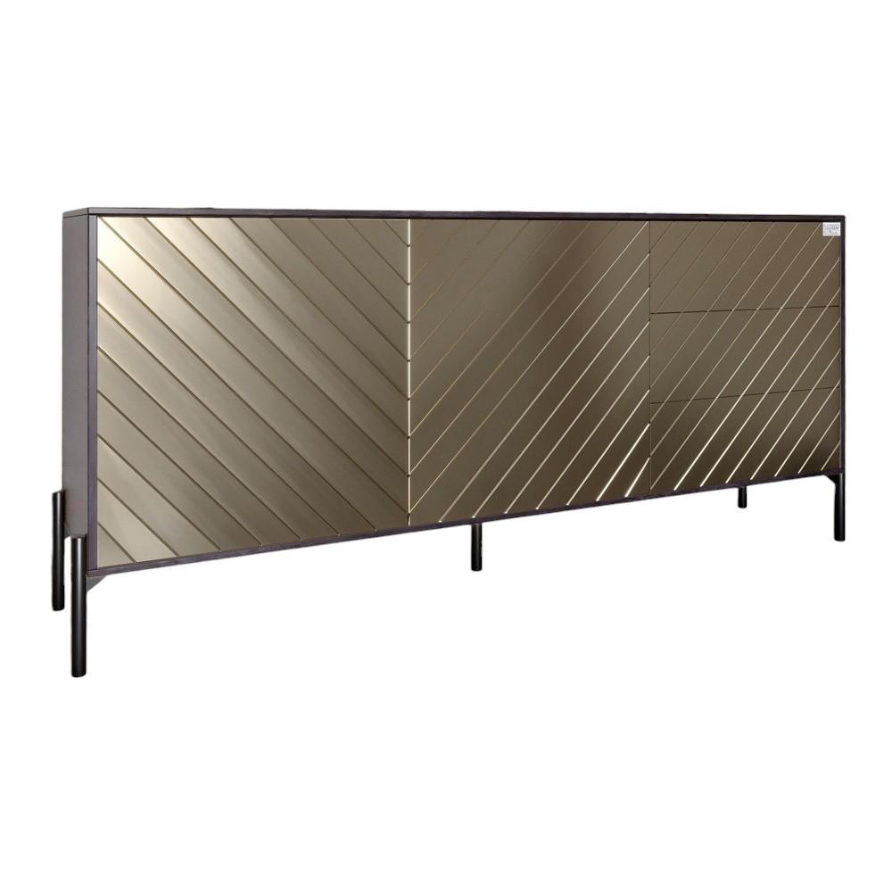 Комод Lion Амарант с черными металлическими ножками 168x40x76,5 см Бетон темный/Перламутровый металлик (000-000-1887) - фото 2 Комод Lion Амарант с черными металлическими ножками 168x40x76,5 см Бетон темный/Перламутровый металлик (000-000-1887) - фото 2