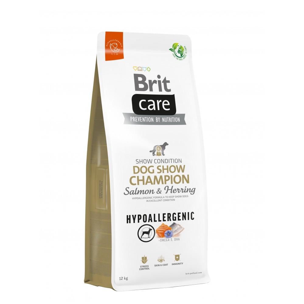 Корм сухой Brit CARE Dog Hypoallergenic Dog Show Champion для выставочных собак с лососем и селедкой 12 кг (8595602559107)