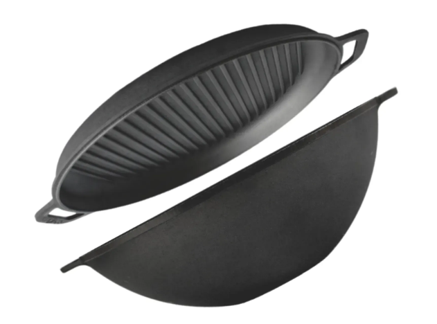 Сковорода чавунна Brizoll WOK з чавунною кришкою сковородою гриль 8 л