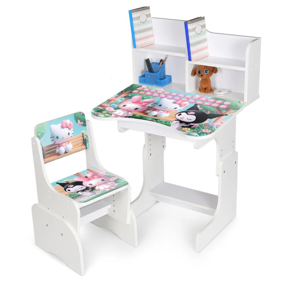 Парта-трансформер Bambi со стульчиком и надстройкой 56,5-67,5 см и ящиком с подставкой для ног Белый (KL-154-R-104)