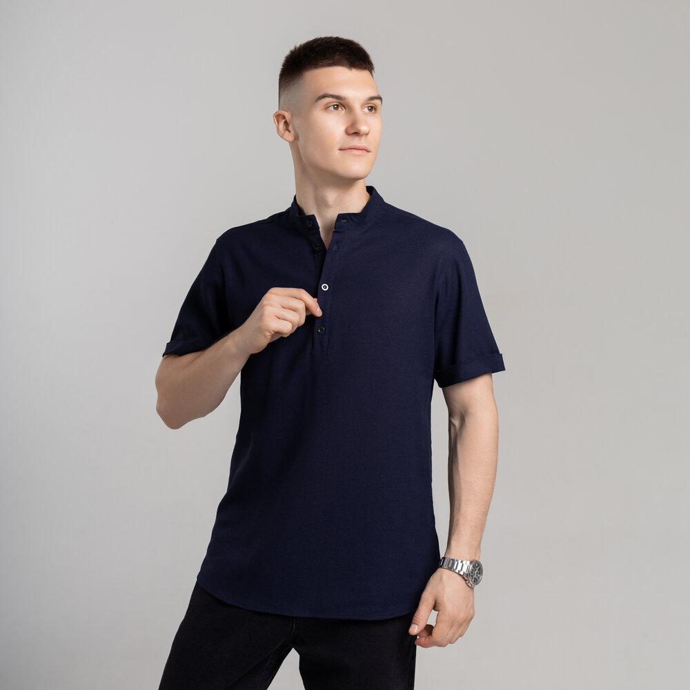 Рубашка мужская льняная Pobedov Molodist XL Синий (24819/3/4)