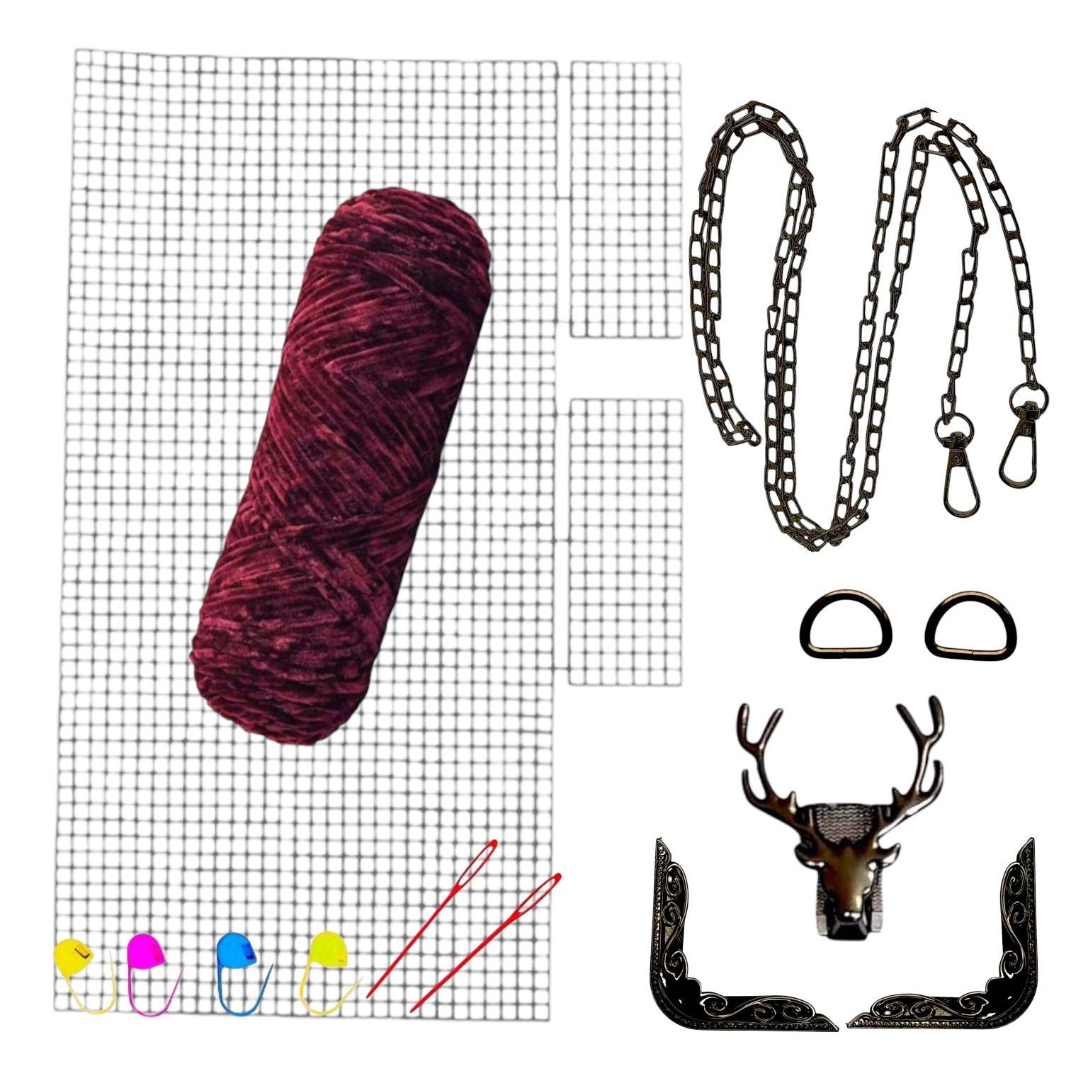 Набор для создания сумки из пластиковой канвы Черный олень №1 Бордовый (8093-30) Набор для создания сумки из пластиковой канвы Черный олень №1 Бордовый (8093-30)
