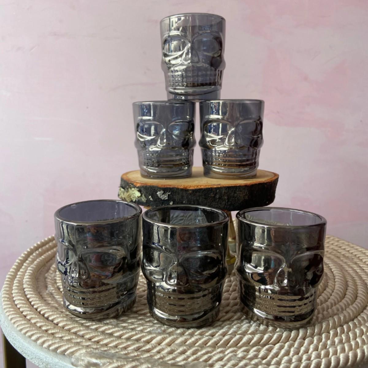 Набор стаканов с рюмками High Quality Череп 12 предметов Grey - фото 4 Набор стаканов с рюмками High Quality Череп 12 предметов Grey - фото 4
