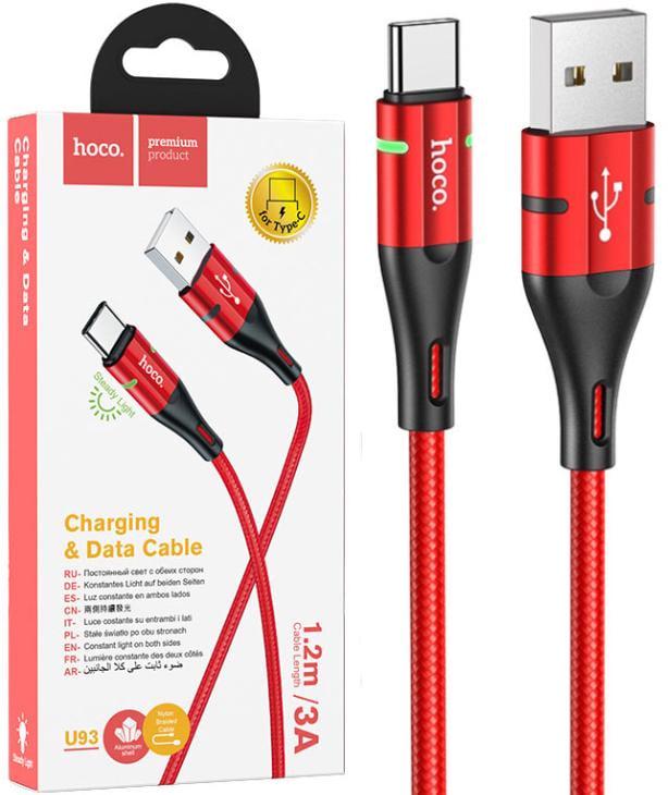 Кабель интерфейсный Hoco U93 USB-Type-C 1,2 м Red (23594)