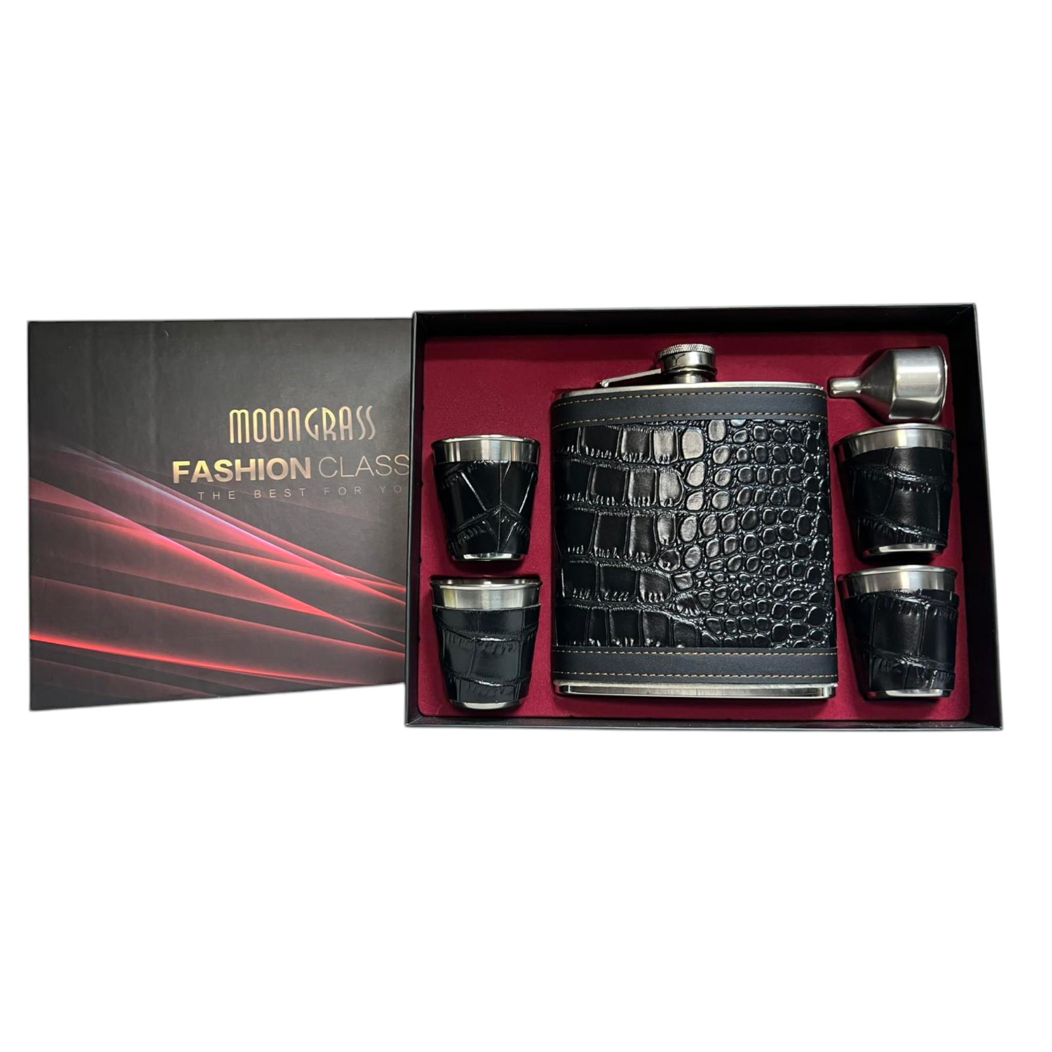Набір подарунковий Moongrass 6в1 фляга 18Oz 532 мл/лійка/стопки 4 шт. Black (F_DJH-2191-1Black)