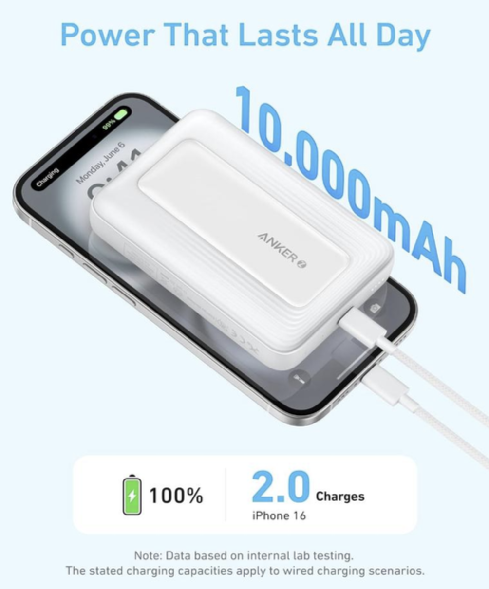 Повербанк Anker Zolo Magnetic 10000 mAh 30W White (A1684621) - фото 3 Повербанк Anker Zolo Magnetic 10000 mAh 30W White (A1684621) - фото 3