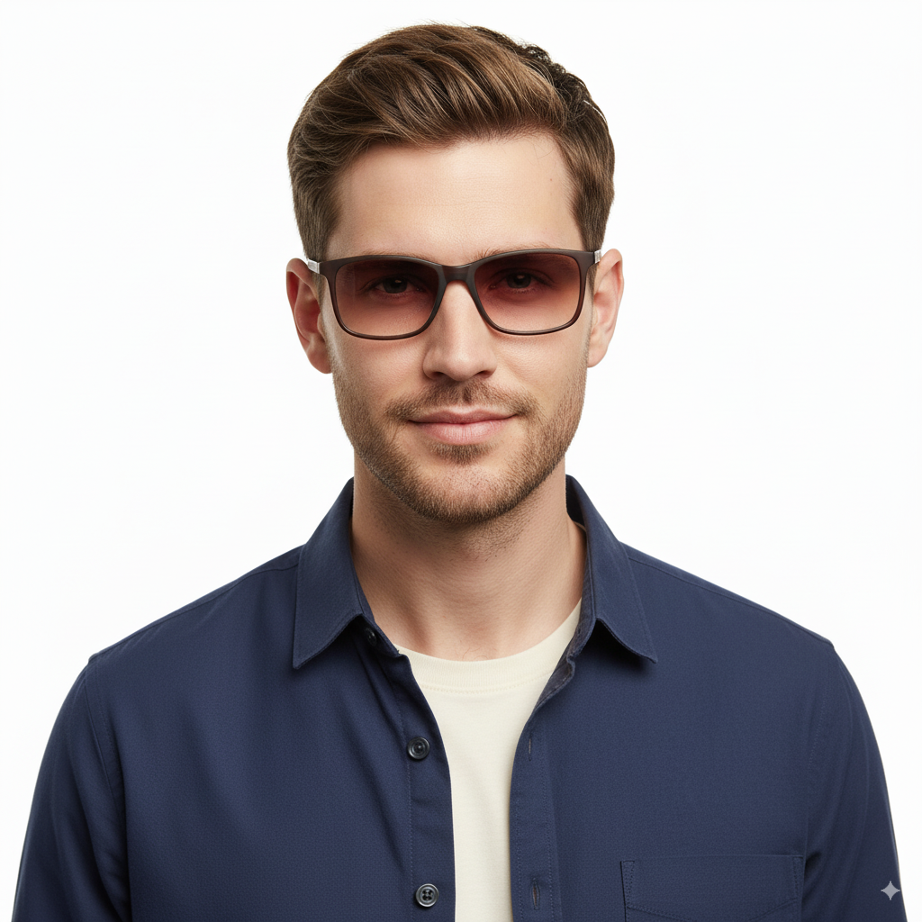 Очки мужские для зрения/тонированные в пластиковой оправе плюс и минус С3 -0.75 Коричневый (2114)