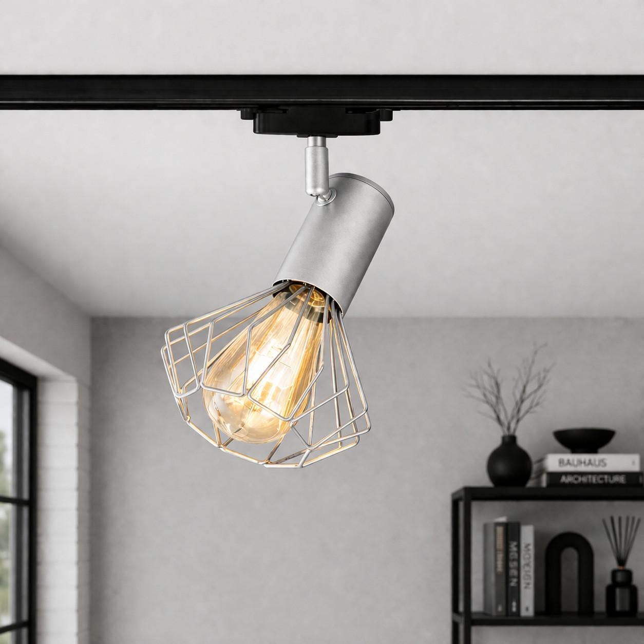 Светильник трековый MSK ELECTRIC Diadem с фигурным поворотным плафоном под лампу Е27 Алюминий (NT 22151-1 AL)