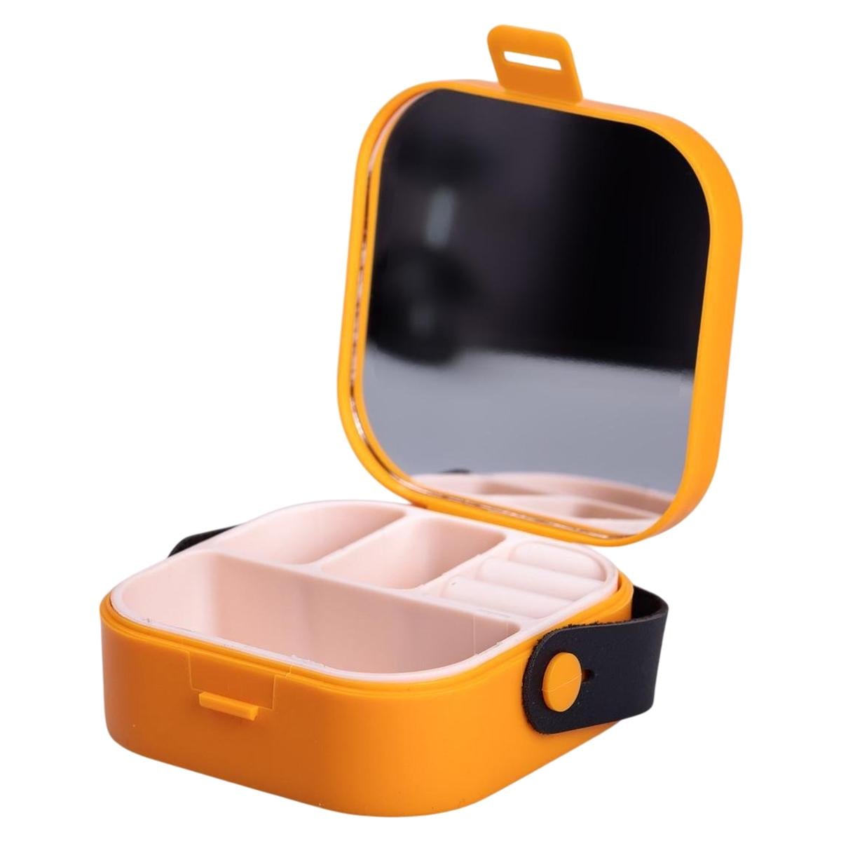 Шкатулка мини для украшений Mini Box с зеркалом 9х9х3,8 см Оранжевый (HP-5-27O)