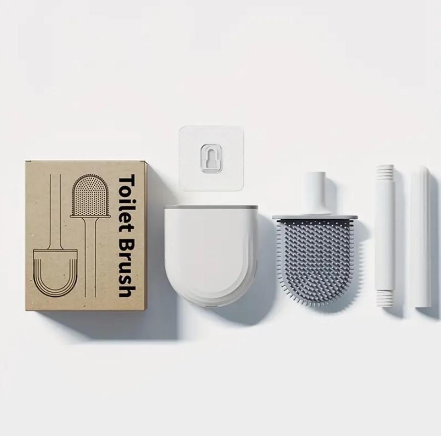 Ершик для унитаза с силиконовой щетиной настенный крепеж (23786075)