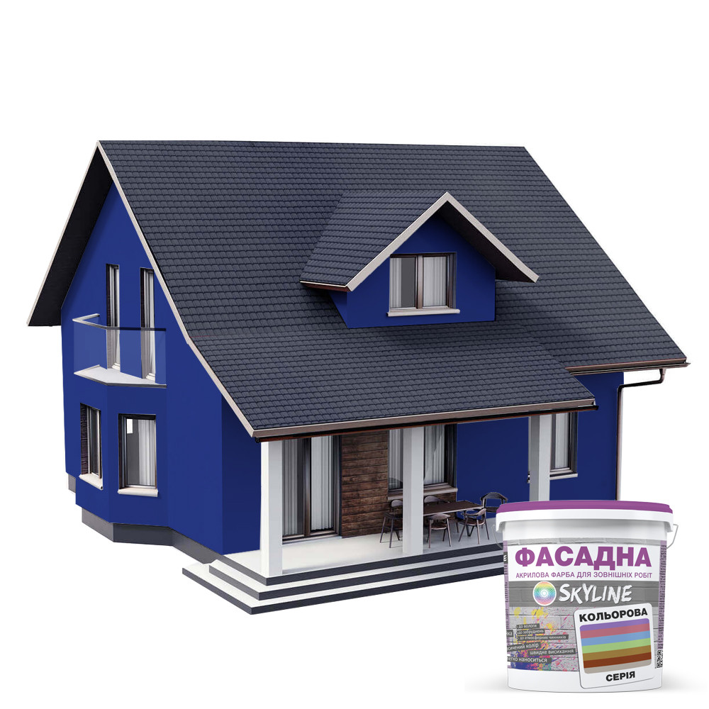 Краска акрил-латексная фасадная Skyline 2565-R80B (C) 3 л Кобальт (650c0cd24bc23147a0718b48) - фото 3 Краска акрил-латексная фасадная Skyline 2565-R80B (C) 3 л Кобальт (650c0cd24bc23147a0718b48) - фото 3