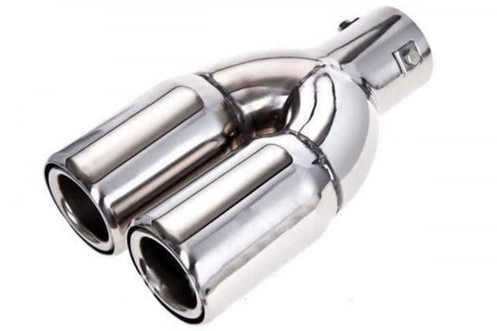 Насадка на глушник Vitol кругла роздвоєна НГ-0242 d 64 мм 244 мм d 76 мм Хром