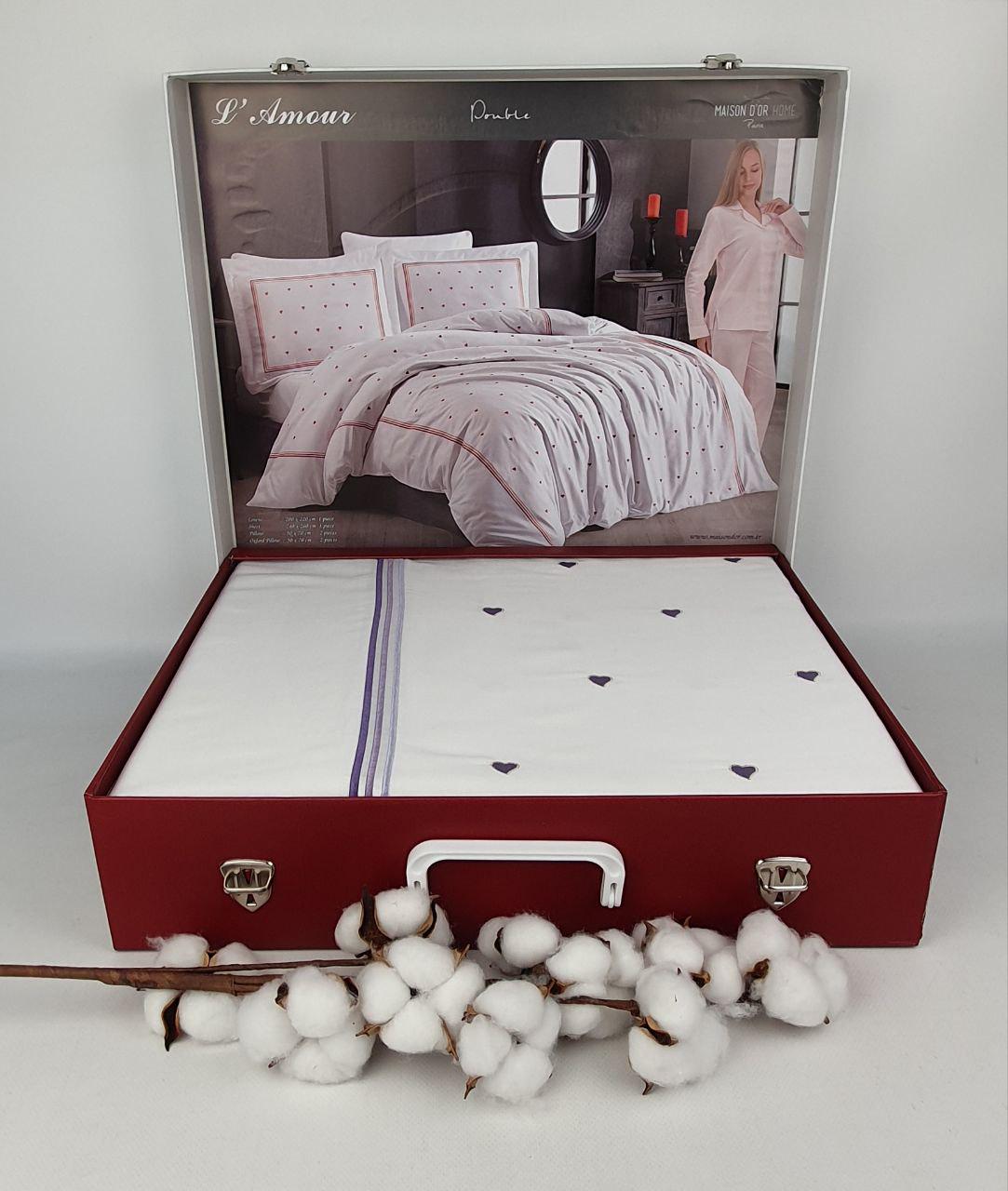 Комплект постільної білизни Maison D'or Lamour сатин з вишивкою 200х220 см Lila (CN38659)