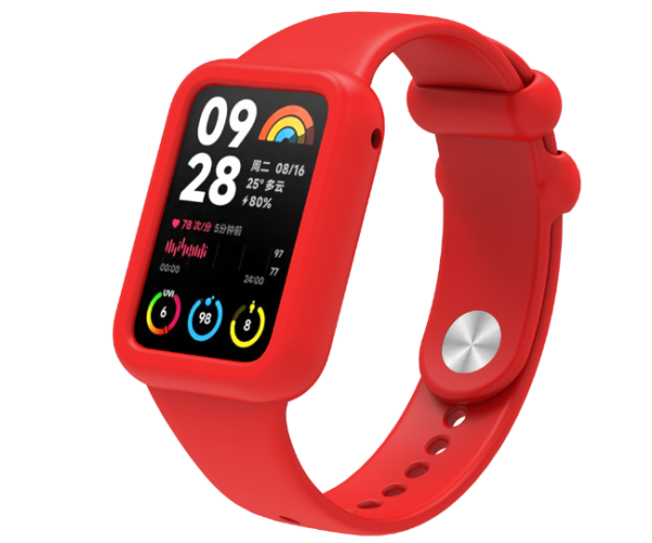 Силиконовый ремешок с чехлом для смарт-часов Xiaomi Mi Band 8 Pro Красный