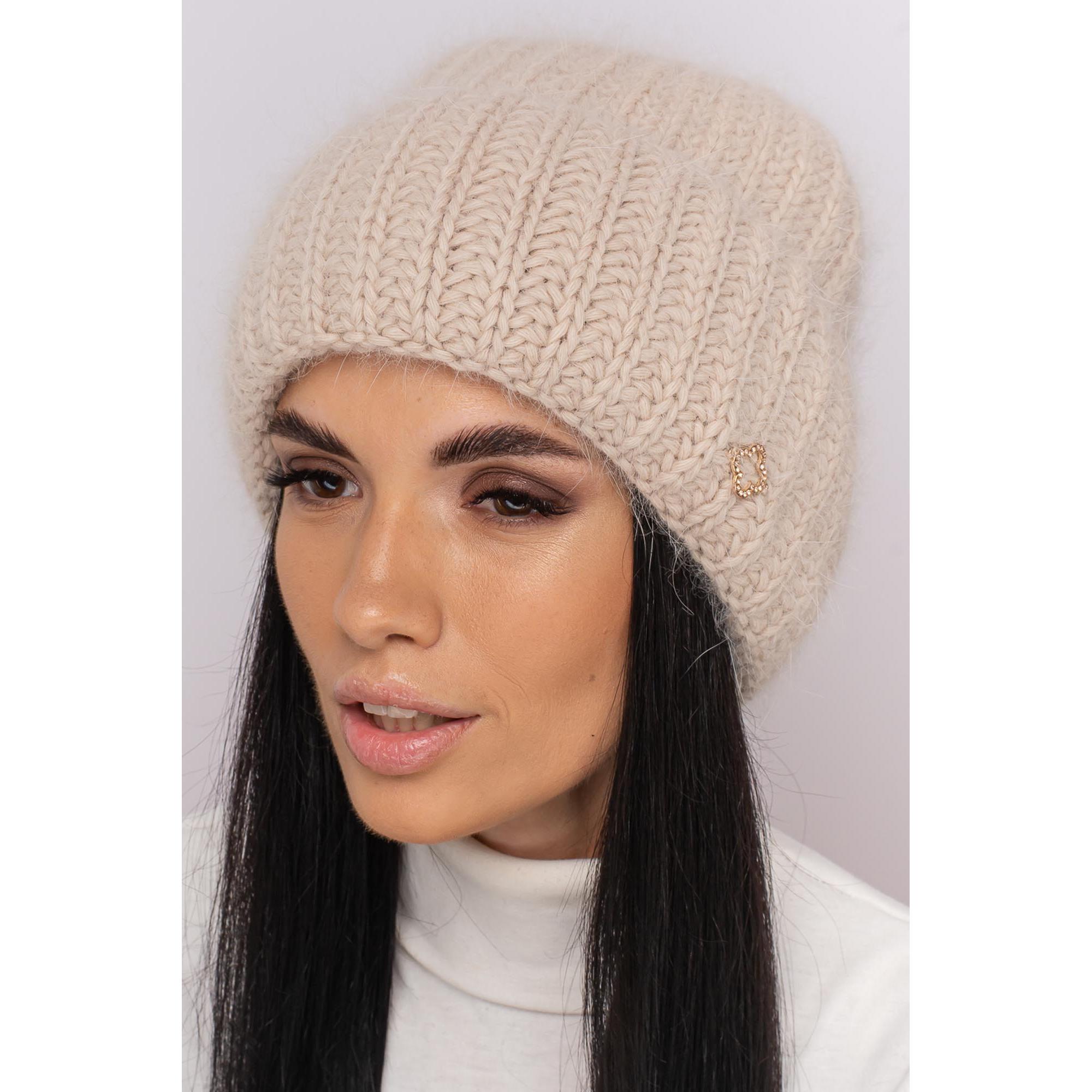 Шапка ангоровая Leks Троянда one size Бежевый - фото 1 Шапка ангоровая Leks Троянда one size Бежевый - фото 1