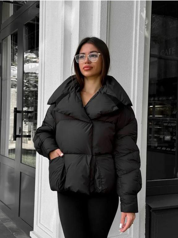 Пуховик жіночий зимовий D&V Coture DV-0011 р. 48 Чорний (29176036) - фото 1