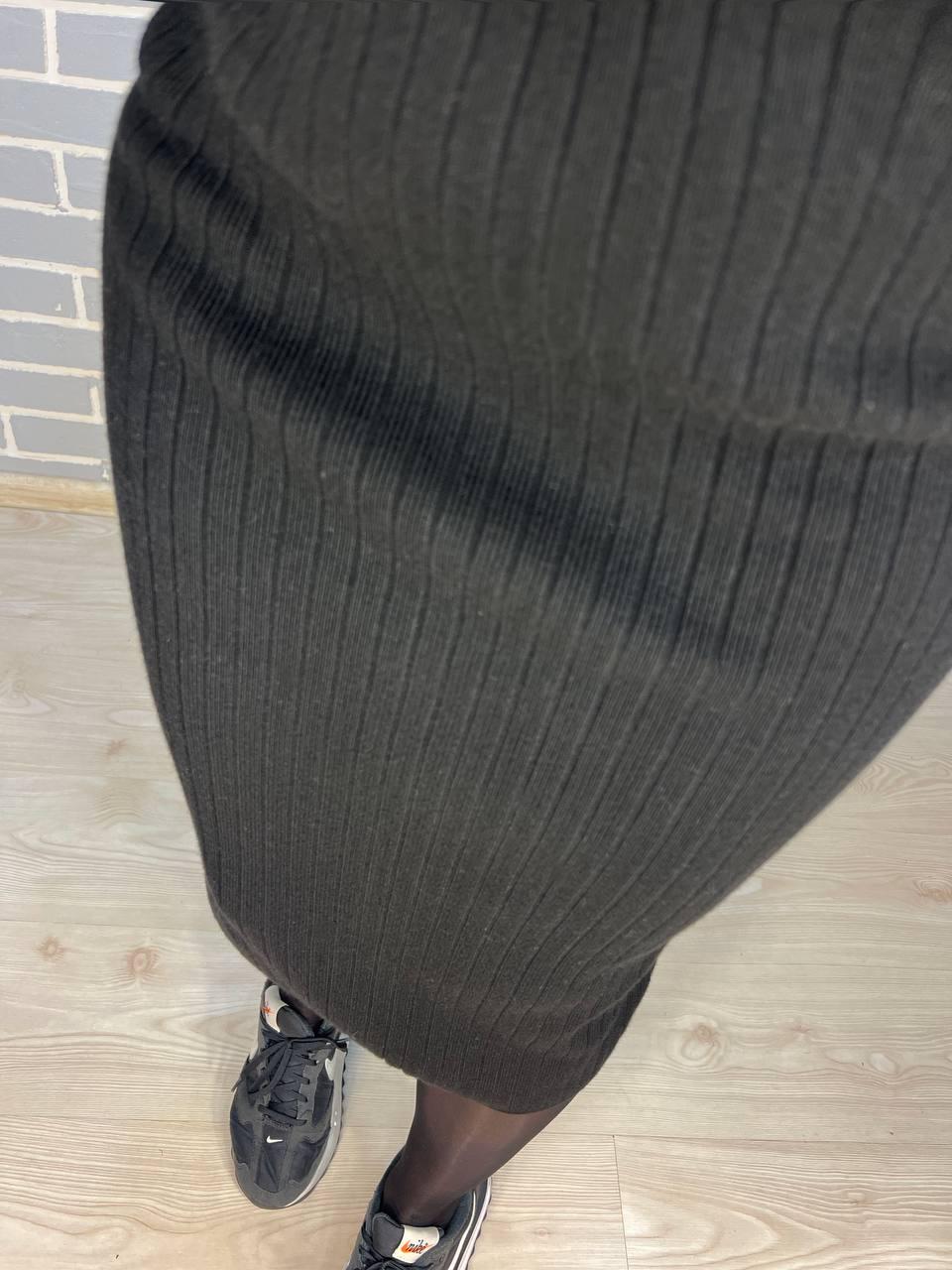 Спідниця жіноча My fashion 478 в'язка широкий рубчик розріз середня довжина р. 44-48 Чорний (3024) - фото 8 Спідниця жіноча My fashion 478 в'язка широкий рубчик розріз середня довжина р. 44-48 Чорний (3024) - фото 8